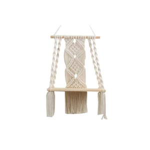 Wooden Floating Shelf Macrame Bohemian Wall Hanging Swing Shelf Display likyO* - Picture 1 of 9