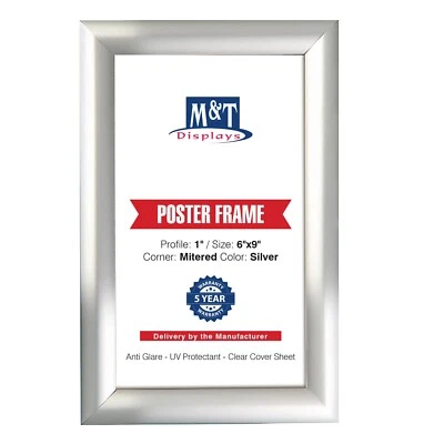 Snap Poster Picture Frame Aluminum Front Loading Wall Mounting 6x9 Inch Silver - Image 1 of 4