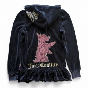 Juicy Couture Vintage Y2K Girls Full Zip Ruffled Hoodie Sz 12 Scotty Dog Graphic - Picture 1 of 10