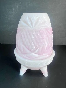 Fenton Pink Slag Roseline Pineapple Fairy Lamp with Chou Ting Base OOAK ca 1977 - Picture 1 of 10