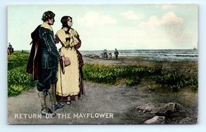 1910er MA Postkarte Rückkehr der Mayflower Plymouth Rock Messe Pilger nicht verschickt - Bild 1 von 2