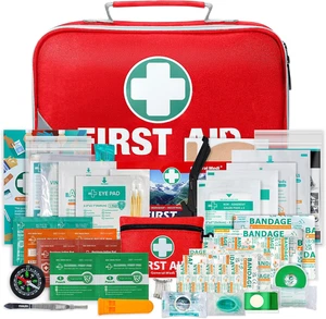 2-In-1 First Aid Kit (215 Piece Set) + 43 Piece Mini First Aid Kit -Includes Ice - Picture 1 of 9