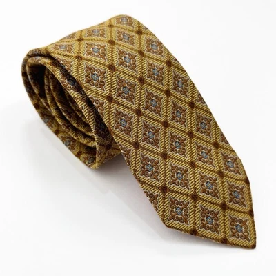 Corbata Robert Talbott siete pliegues amarilla geométrica 100 % seda 10/40 cosida a mano de lujo Foto 1 de 4