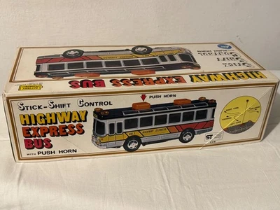 ALPS TOYS GIAPPONE HIGHWAY EXPRESS BUS C/CLACSON SCATOLA ORIGINALE A BATTERIE - Immagine 1 di 4