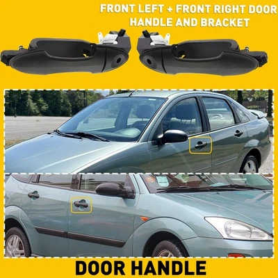 4x Manija de puerta exterior izquierda+derecha y soporte negro para Ford Focus 2000-2007 Foto 1 de 4