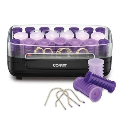Juego de 20 rodillos de pelo Conair HS11 púrpura probado funciona clips incluidos Foto 1 de 4