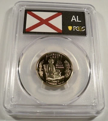 2003-S 25c CLAD PCGS PR70DCAM ALABAMA QUARTER PROOF DEEP CAMEO FLAG PR 70 DC AL - Image 1 of 4