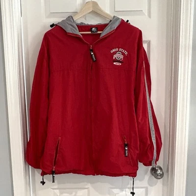 Casaco com capuz masculino vintage Teams Stater Ohio State Buckeyes vermelho com zíper náilon GG - Imagem 1 de 4