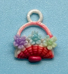 Set Of 20 Vintage 1950’s Flower Basket Celluloid Charms Japan 11mm Hand Painted - Picture 1 of 5