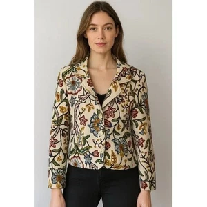 STARFIRE X VINTAGE Floral Embroidered Bohemian Felted Blazer Size 8 - Picture 1 of 12