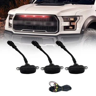 3 luces LED ahumadas de la parrilla delantera para Ford F-150 F250 F350 Raptor 2004-2019 rojo Foto 1 de 4