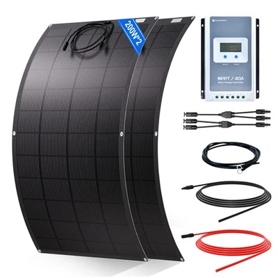 400W Flexibel Solarpanel-Kit Solarmodule 40A MPPT-Laderegler für Wohnwagen Boot - Bild 1 von 4