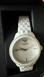 Emporio Armani Ceramica Watch Crystal Ceramic White Dial Women AR147 - Picture 1 of 19