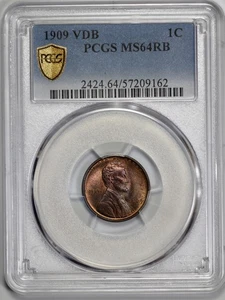 1909 VDB Lincoln 1c Cent PCGS MS 64 RB Red Brown Wheat Penny - Picture 1 of 5