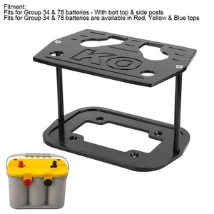 ⁺Black Stainless Steel Battery Tray Hold Down For Optima 34/78 Battery Red - Picture 1 of 9
