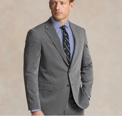 Casaco esportivo Polo Ralph Lauren masculino 38R Lt cinza sarja peito único ajuste moderno - Imagem 1 de 4