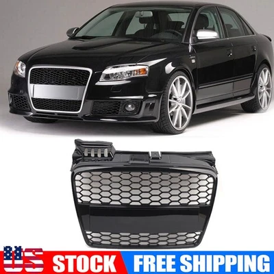 For Audi A4/B7 2005-2008 Front Upper Grille Sport Honeycomb Gloss Black Grill Foto 1 de 4