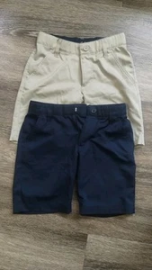 French Toast Boy's Performance Uniform Shorts 2-Pack, Khaki & Navy, Size 8 - Picture 1 of 9