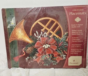 Vintage Benson Mills Cork Back 12x16" Placemats Christmas Holiday NEW - Picture 1 of 6