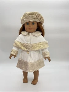 Gold & White Coat Hat  Outfit 18 In Doll Clothes Fits American Girl New - Picture 1 of 5