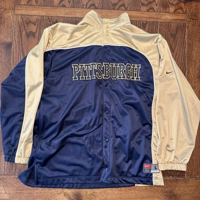 VTG Pittsburgh Panthers Pitt Full Snap Nike Warmup Blue Gold Mens Large READ - Image 1 of 4