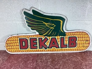 Letrero publicitario vintage de semillas de maíz con alas voladoras granja. Masonita 31"" - Imagen 1 de 17