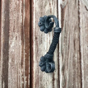 Black entrance handle, Wrought iron door handle, Rustic door handle, Front door - Picture 1 of 8