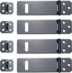 4Pcs 4Inch Black Padlock Hasp,Door Slide Latch Lock Black Painted Iron Lock Blac - Picture 1 of 12