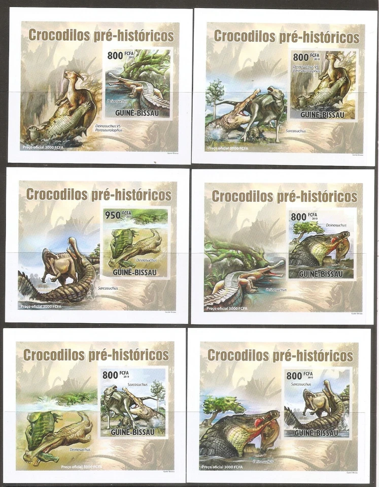 Guinea  Bissau / Year 2010. Prehistoric cocrodiles, Souvenir Sheet.  MNH - Image 1 of 1