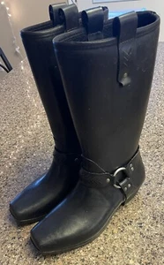 BOGS Dakota Women’s Tall Harness Black Rubber Riding Rain Boots Size 9 - Picture 1 of 11