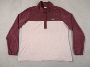 Columbia Womens XL Pink Sweatshirt Fleece Colorblock Mock Neck Pullover - Picture 1 of 12