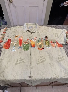 Big Dogs Hawaiian Button Up Shirt Mens XL It's 5 O'Clock Somewhere Light Green - Picture 1 of 4