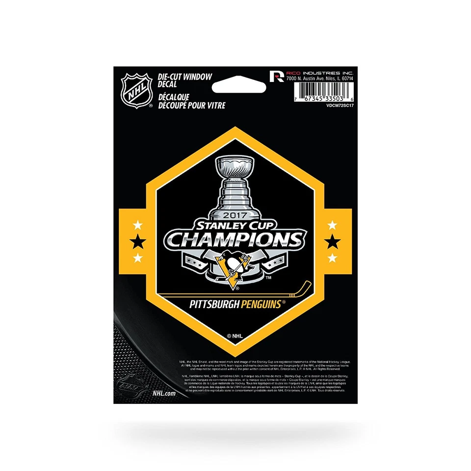 Pittsburgh Penguins Stanley Cup Champions Die Cut Decal 5 x 5 Inches 2017 - Image 1 of 1