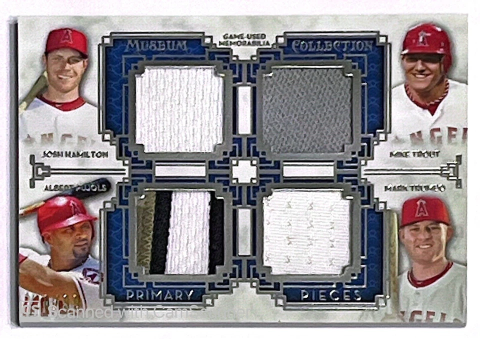 2014 TOPPS MUSEUM COLLECTION PRIMARY PIECES TROUT/PUJOLS/HAMILTON/TRUMBO - Image 1 of 2