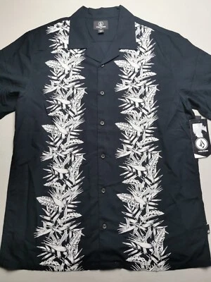 VOLCOM Mens Size M Short Sleeve Parodice Floral Black Shirt BNWT Hawaiian Collar - Image 1 of 4