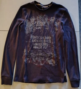 Men's Jeans By Buffalo Purple Thermal Shirt Medium Graphic Long-Sleeve Vintage - Picture 1 of 13