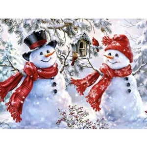 Complete Ready to Frame 5D Diamond Painting Full Square Snowman - Picture 1 of 11