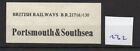 British Railways - BR - Luggage Label (232)  Portsmouth & Southsea