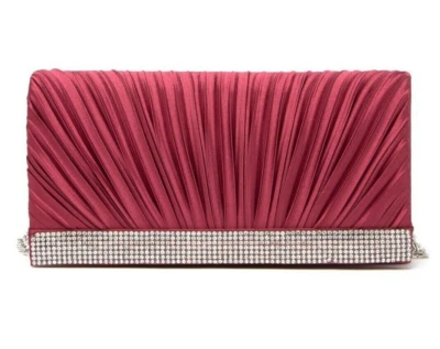 Женская сумочка Jessica McClintock L36808 Chloe плиссированная атласный клатч вино - Изображение 1 из 3