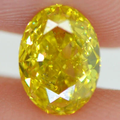 Oval Cut Diamond Fancy Yellow Color Loose Enhanced 1.20 Carat SI2 IGI Certified - Image 1 of 4