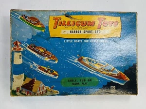 Tillicum Toys Harbor Sport Set - Wooden Lighthouse & Boats that Float Vintage - Picture 1 of 12