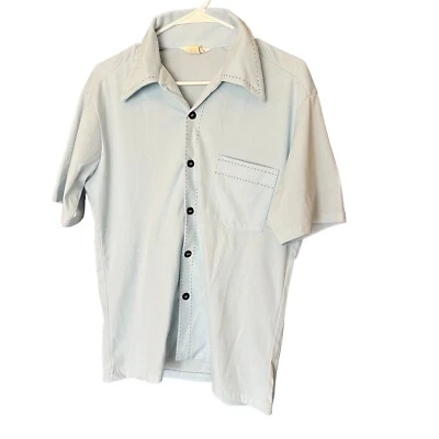 Vintage MAR VISTA 50s 60s California Blue Collared Shirt Polyester MEDIUM M Rare - Image 1 of 4