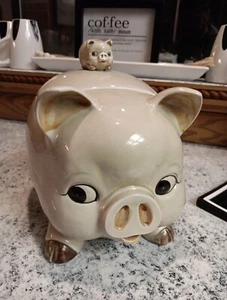 Vintage 1979 OTAGIRI OMC Keramik Schwein Keksdose handbemalt Japan Bauernhaus - Bild 1 von 12