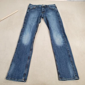 Wrangler Retro Jeans Mens 32x36 Blue Slim Straight Leg Faded Dark Wash Western - Picture 1 of 10