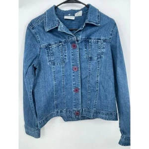 Stylish Denim Jacket with Red Buttons - Picture 1 of 6