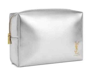 Yves Saint Laurent YSL Silver Bag Makeup Cosmetic Pouch Beaute Case NEW - Picture 1 of 15