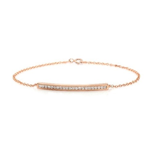 CHANEL Bracciale oro rosa 14 kt id bar canale set linea diamanti barra Tcw 0 26 carati H SI