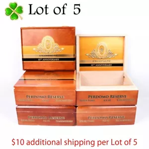 "Lotto di 5 Scatola Sigari Legno Vuota Perdomo Super Toro Ct Champagne 9"" x 7"" x 3,25" - Foto 1 di 12