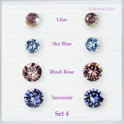 Swarovski Crystal Resin Post Tanzanite Blush Rose Hypoallergenic Earring 3mm 4mm - Image 1 of 4