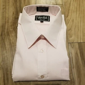 Neu aus altem Lagerbestand Vintage rosa Van Cort kurzärmeliges Kleid mit Knopfleiste Herren 16 Taschen - Bild 1 von 6